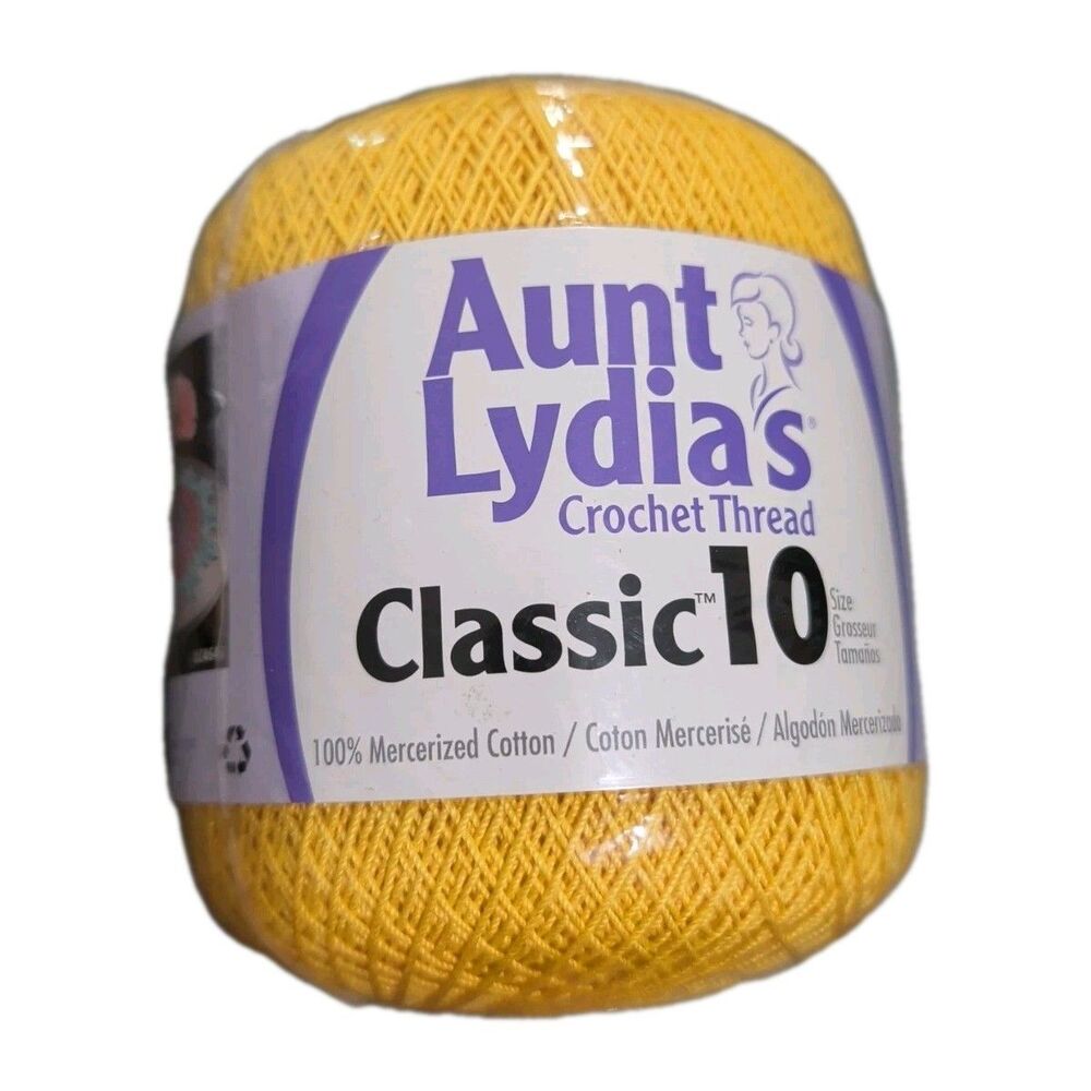 154-422 Aunt Lydia's Classic Crochet Thread Size 10 Golden Yellow 350 yds
